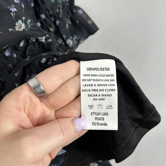 Southern Fried Chics Womens Dress Extra Small Black Ditsy Floral Fairy Feminine - Picture 16 of 16